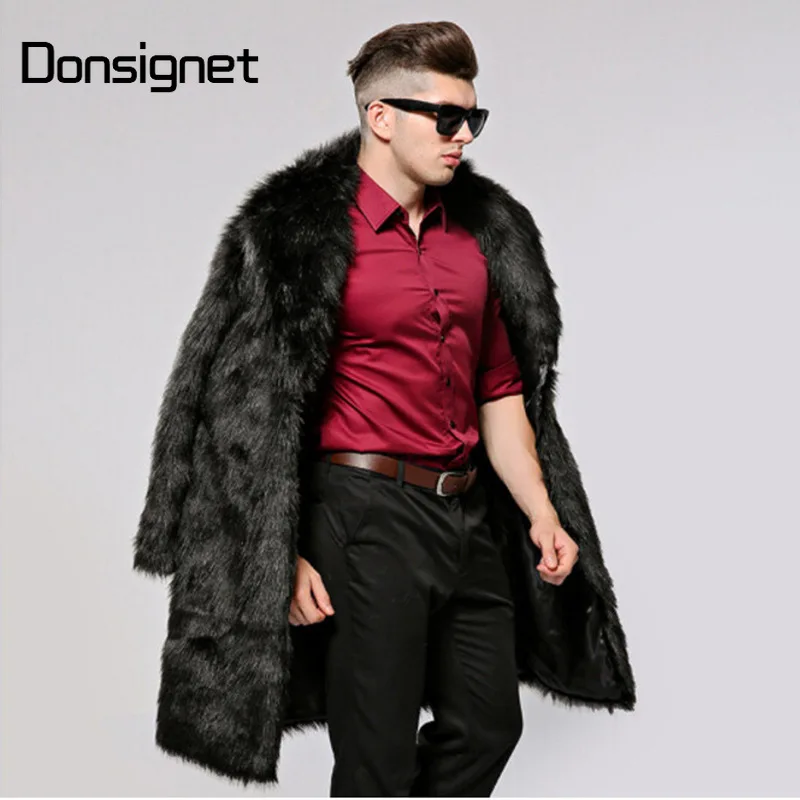 

Faux Fur Coat Men Autumn Winter New Fur Coat Faux Fox Fur Overcoat Men Plus Size Warm Men Winter Coat