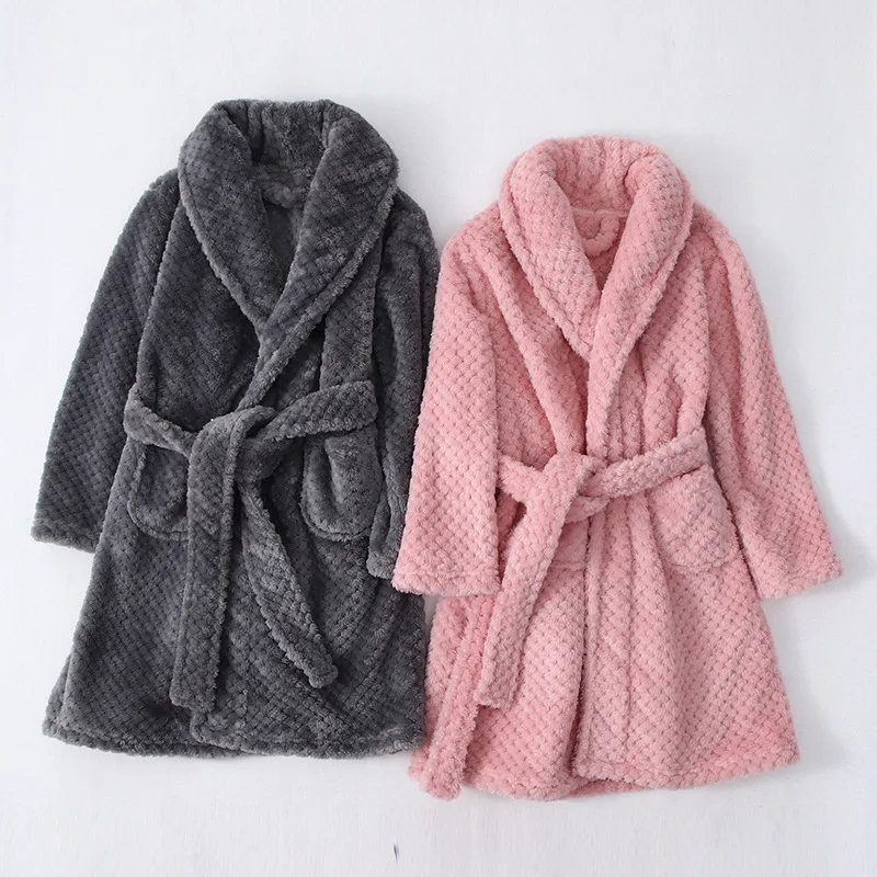 Модный зимний детский халат 2019 дюйма однотонная фланелевая Одежда для взрослых