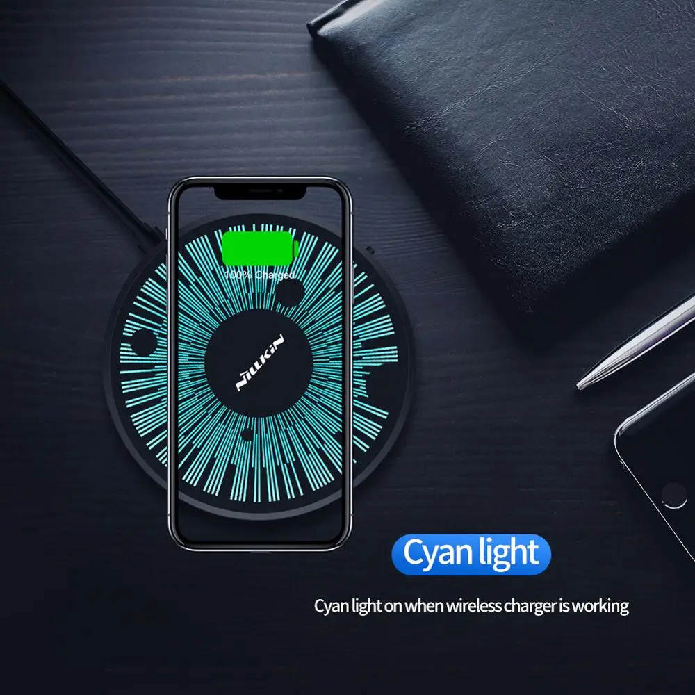 

Nillkin PowerColor Fast Charge Pad 15W Qi Wireless Charger for iPhone 8 Plus X XS Max XR Samsung S7 Edge S8 S9 S10 Plus Note 8 9