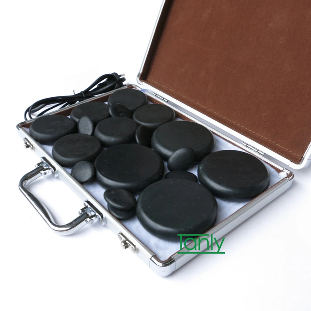 Hot spa rock basalt stone High quality Massage stones Natural massage set lava with heater box 18pcs /set | Красота и здоровье