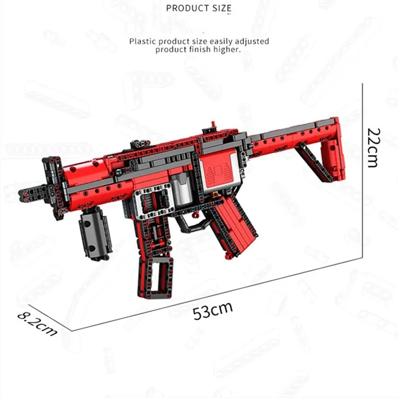 

New technology machinery fit LeGINGlys moc-29369 building block continuous firing bullet MP5 motor submachinegun Child toy gift