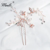 miallo 2019 rose gold handmade wedding hair clips bridal hair pins head jewelry accessories for women headpieces