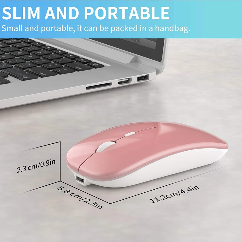 

Noiseless Mouse with USB Receiver,Slim Dual Mode(Bluetooth+USB) Rechargeable Bluetooth Wireless Mouse for Laptop PC