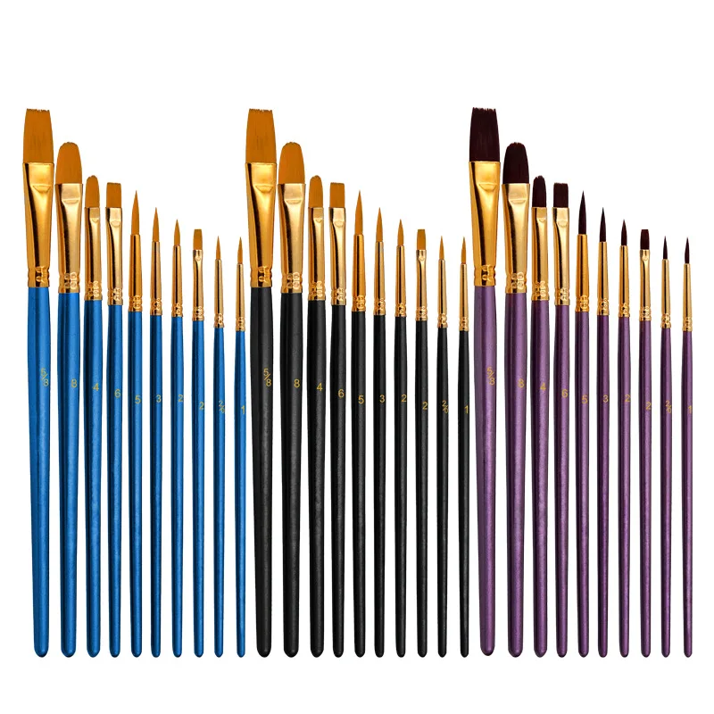 

10pcs Artist Nylon Paint Brush Professional Watercolor Acrylic Wooden Handle Painting Brushes Art Supplies Stationery