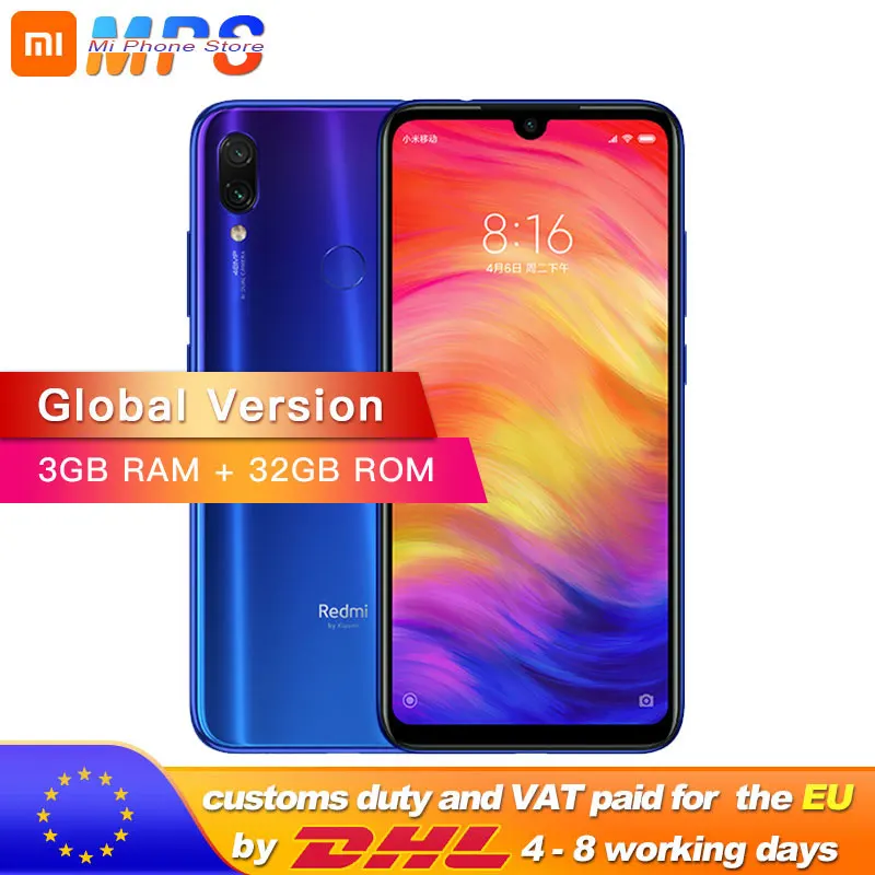 Глобальная версия Xiaomi Redmi Note 7 3 Гб оперативной памяти 32 встроенной Смартфон Snapdragon