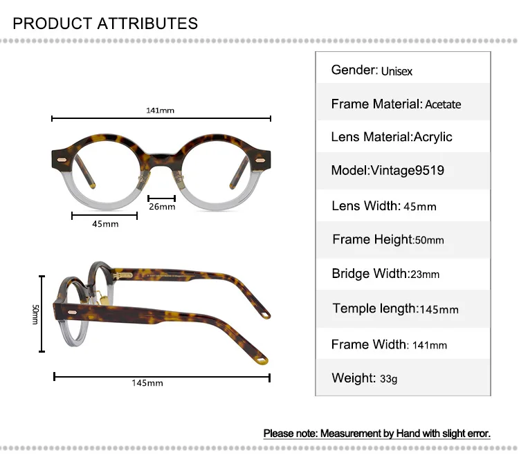 

Acetate Round Glasses Frame Retro Men Prescription Lens Optical Eyewear High Quality Anti-reflective Reading Eyeglasses Women