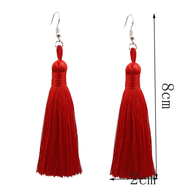 

Handmade Tassel Earrings 2021 Trendy Bohemian orange 14colors Long Dangles Vintage Tassel Earrings For Women Jewelry