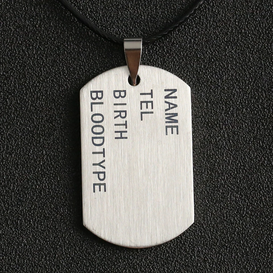 

Dog Tag Necklace DogTag NameTag Military Army Nameplate Engraved ID Name Pendant USA Stainless Steel Jewelry Men Women Wholesale