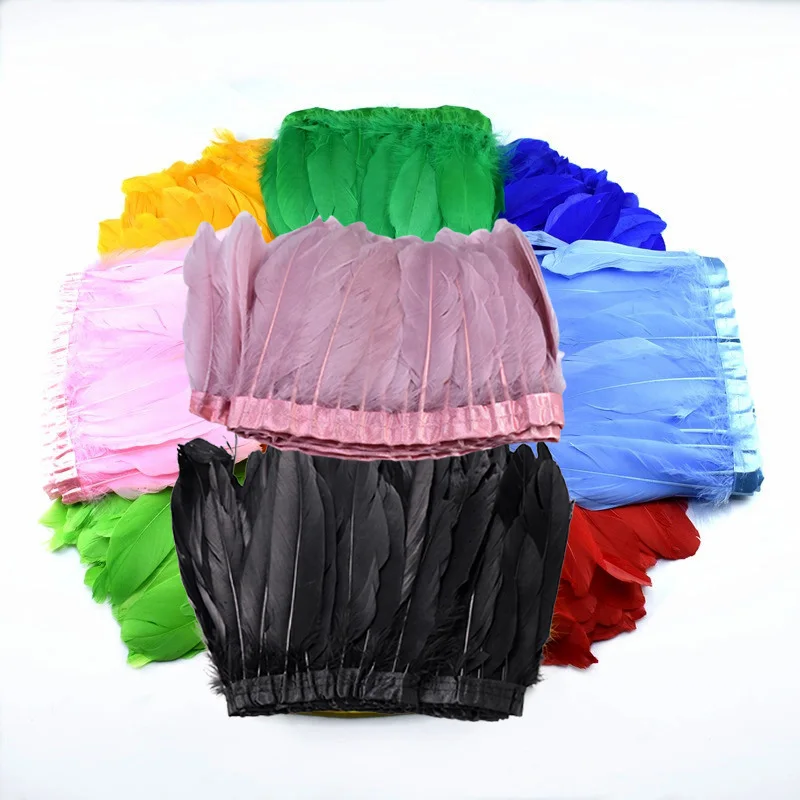

2M Natural Goose Feather Trim Ribbon Crafts DIY Sewing Feather Plume Fringe Wedding Party Christmas Home Decor Plumas 15-20cm