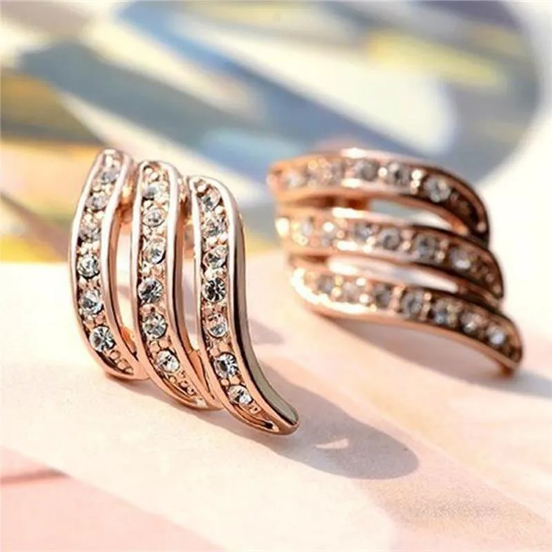 Простые серьги-гвоздики с кристаллами модные серьги золотого цвета в Корейском