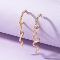 modern jewelry personality snake earrings 2021 new design golden plating high quality shiny crystal drop earrings for women