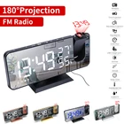 FM-радио, светодиодный цифровой смарт-будильник, часы, настольные электронные часы, USB будильник, часы с проектором времени 180 , Повтор сигнала