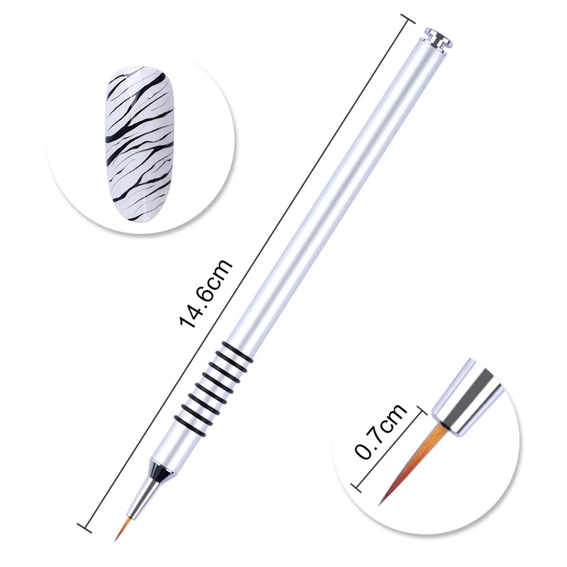 Brush Liner 7mm 2 BORN PRETTY, 1 шт., акриловая ручка для рисования водным мрамором, кисть для рисования серебристыми цветами, инструмент для маникюра и дизайна ногтей, ручка, инструмент для ногтей DIY - Цвет: Brush Liner 7mm 2