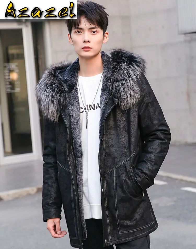 

Мужская зимняя куртка из овечьей кожи, с капюшоном, размеры до 5XL