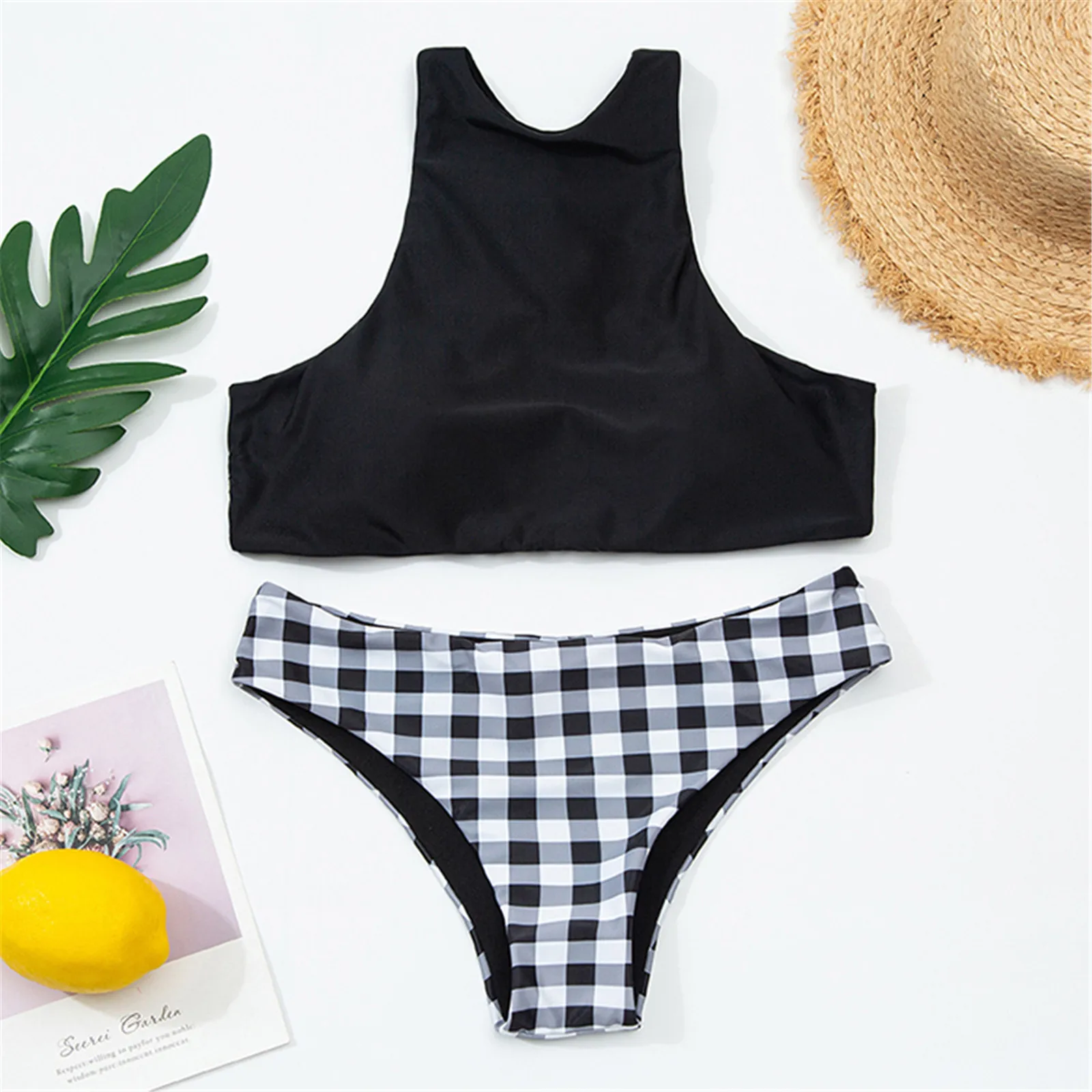 

Bandeau Sexy Swimwear Women Push Up Swimsuit High Waist Bikini Two Piece Tankini Beach Bathing Suit Print Swim Wear Bikinis Set