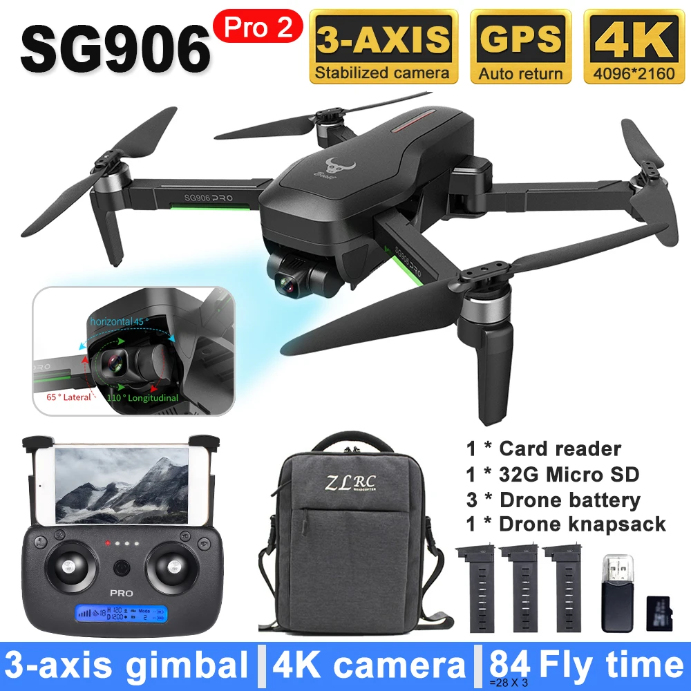 SG906 PRO 2 GPS дрона с дистанционным управлением Камера 4K 3 осевой карданный