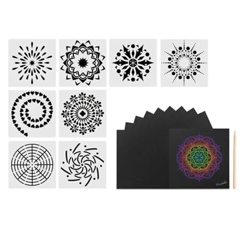 

47pcs/set Mandala Dotting Tools for Painting Rock Stone Pen Stencil Template Brush Tray Kit