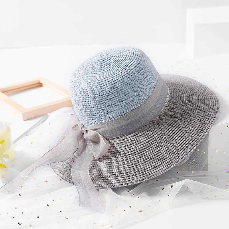 

Summer Patchwork sun hat women hand-woven wide-brimmed straw hat outdoor beach hat travel hat fashion top hat