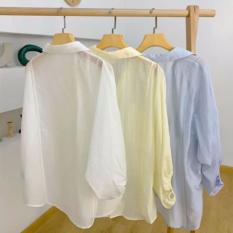 

XITAO Thin Blouse Fashion New Full Sleeve Goddess Fan 2021 Summer Elegant Tencel Hides The Meat and Looks Thin Shirt LDD1481