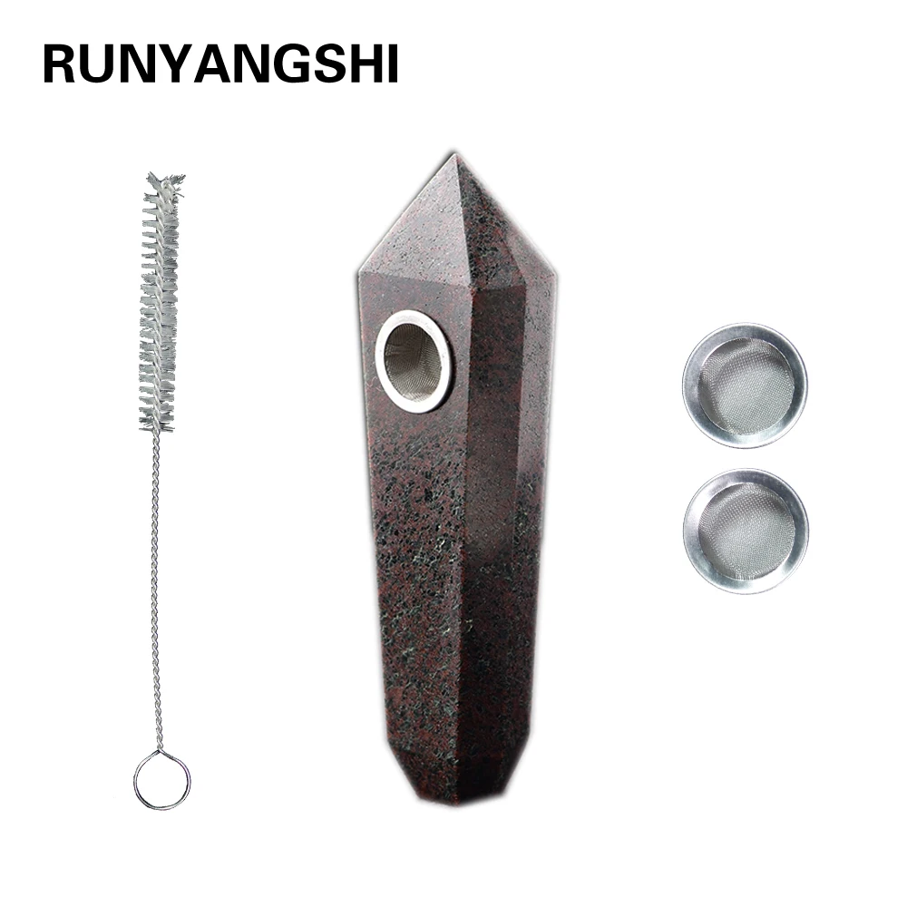 

Runyangshi 1pc Natural Quartz Smoking Pipe Garnet Crystal Point Wand Healing Crystal gemstoneWith Metal Filter wholesale price