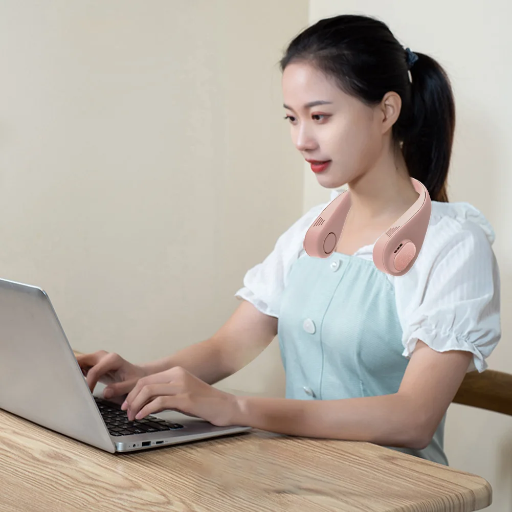 USB Rechargeable Mini Bladeless Fan Hanging Neck Mute Sports Fans Personal Outdoor Travel Electric Air Cooler | Бытовая техника