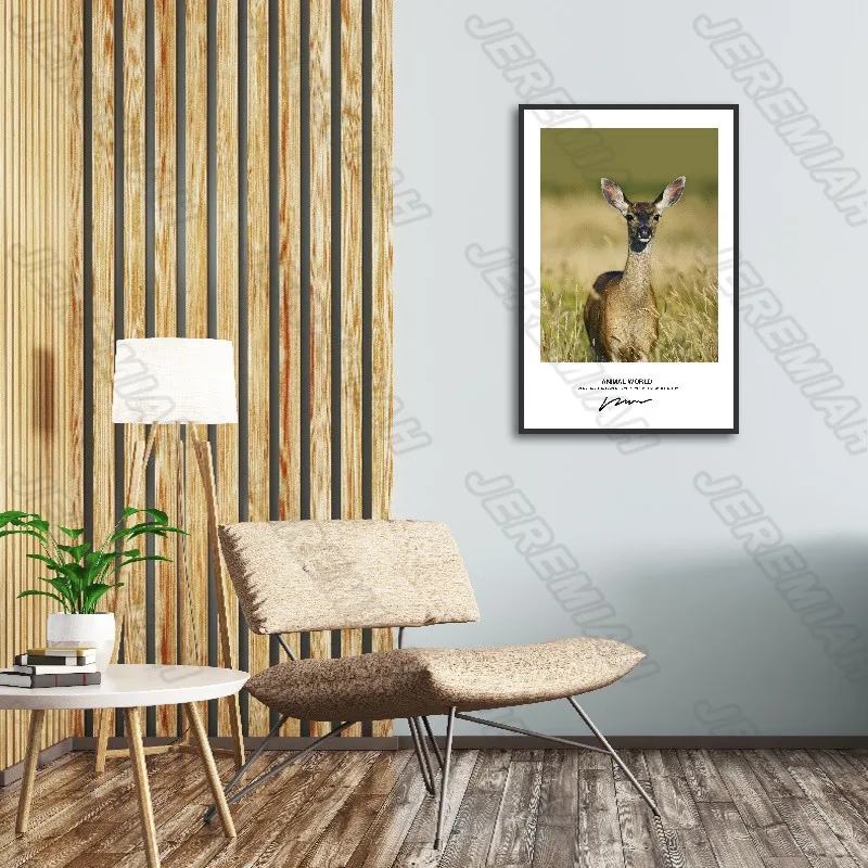 

Fawn and Wild Boar In The Grass Poster Nordic Style Wall Art Canvas Print Painting Modern Living Room Decoration