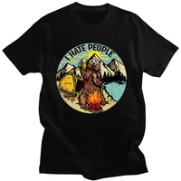 i hate people camping bear t shirt retro hiking lovers summer tshirt eu size 100 cotton soft cool tops