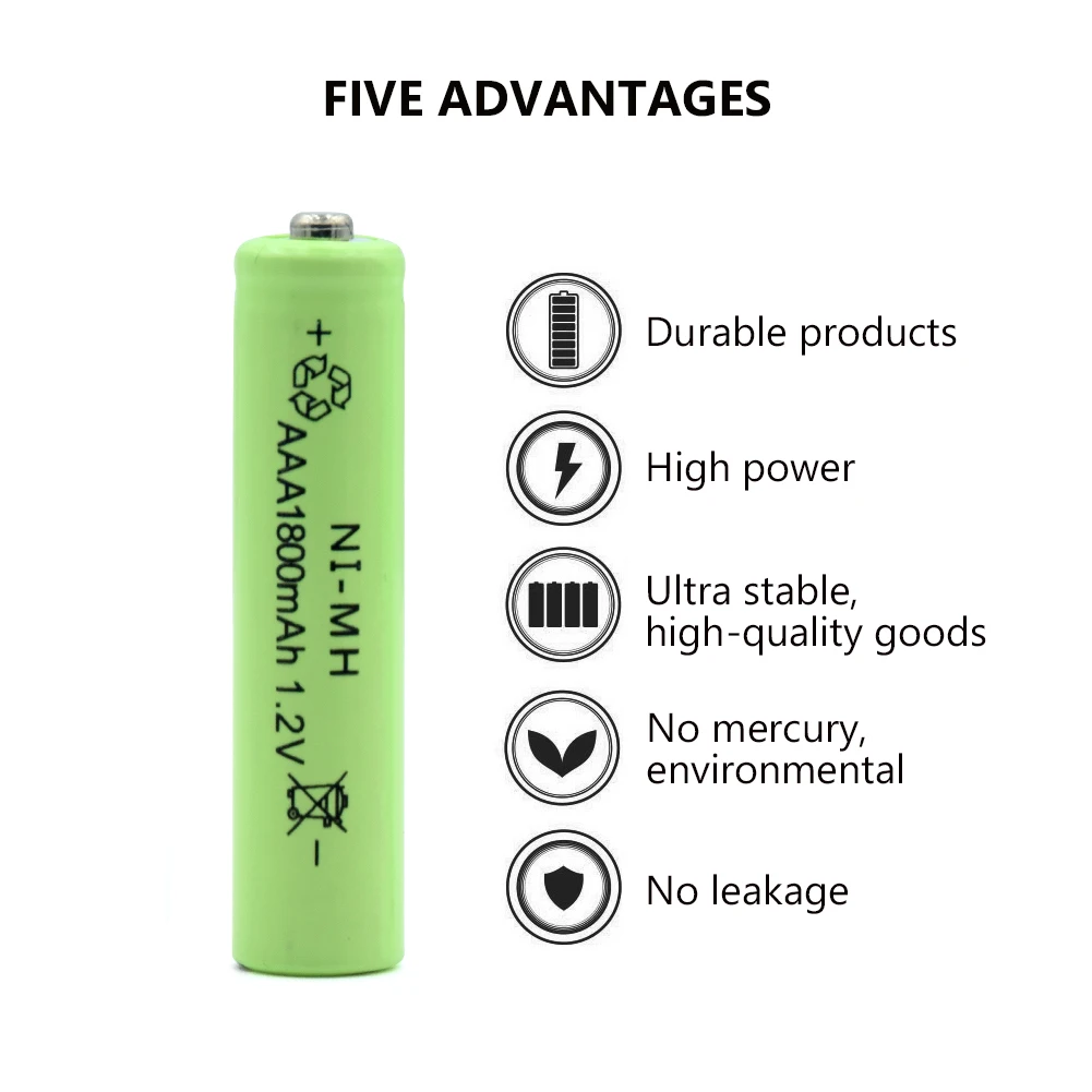 

2021 Top Selling 12PCS AAA 3A 1.2V 1800mAh Ni-MH Rechargeable Battery Nickel-metal Hydride Batteries for Remote Control Toy