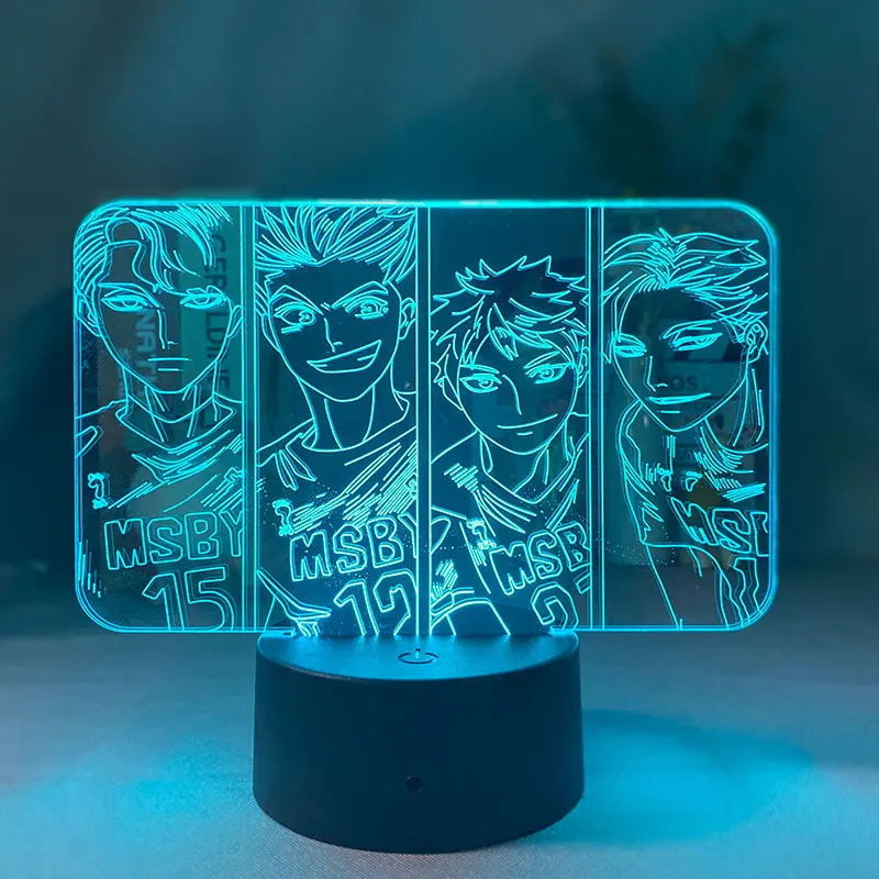 

Haikyuu MSBY Team Led Night Light Tobio Kageyama Hinata Shoyo for LED Lamp Lamp Bedroom Decor 3d Table Desk Lamp Manga Gifts