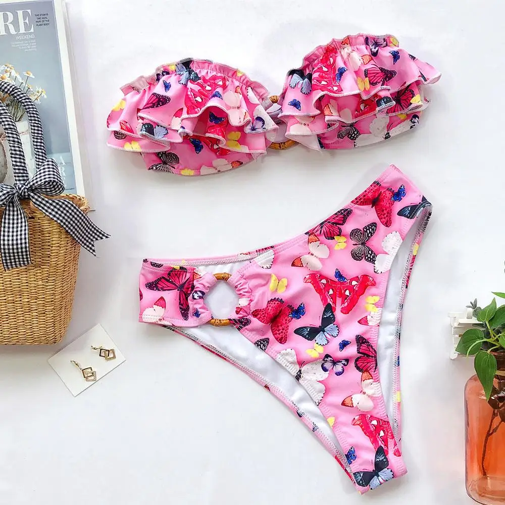 Новые купальники с цветочным принтом бикини 2020 женский купальник треугольным