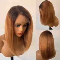 bob wigs 13x6 150 density glueless omber short bob human hair wigs for black women