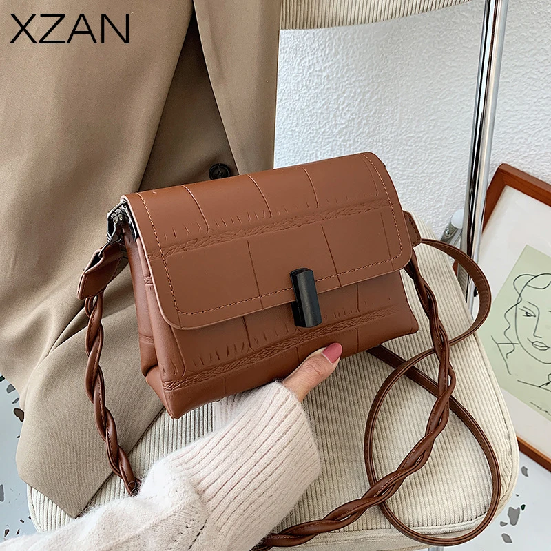

Fashion Trend Women's Bag Female Literary Single-Shoulder Bag Brand Ins Flap PU Leather Crossbody Bag Trend Women's Bag Bolsos