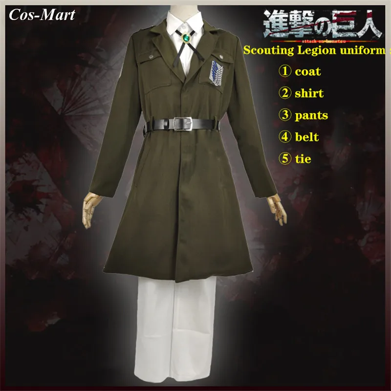 

Anime Attack On Titan Scouting Legion Cosplay Costume Army Green Handsom Military Uniform Activity Party Role Play Clothing S-XL