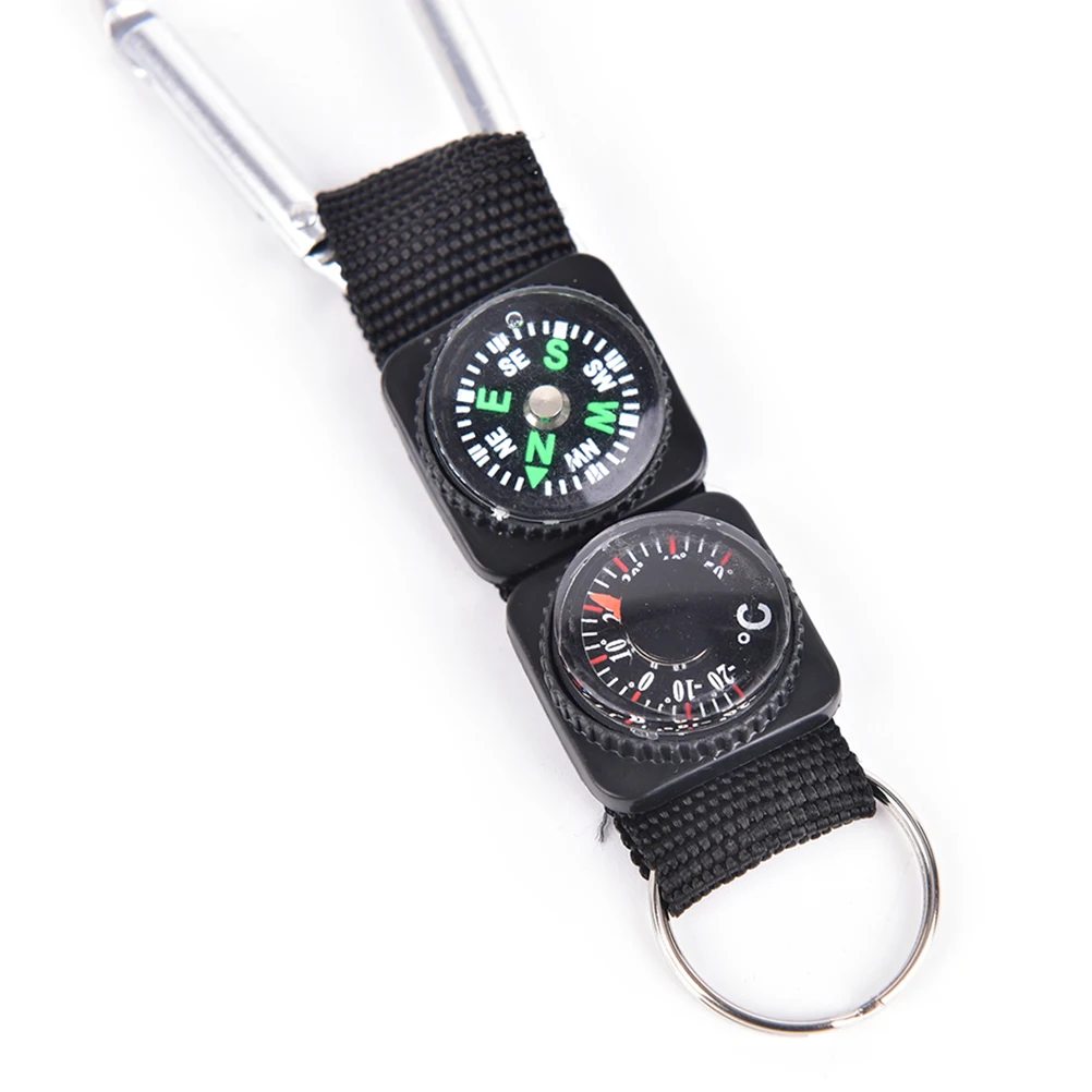 Multifunction 3 In 1 Compass for Camping Climbing Hiking Mini Carabiner Keychain Thermometer Hanger Key Ring Lanyard | Спорт и