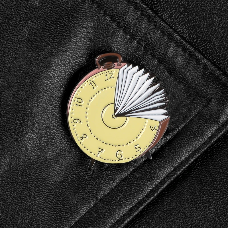 Reading Time Enamel Pins Book Alarm Clock Cartoon Backpack Bags Hats Leather jeckets Decoration Accessories Gift for reader | Украшения и