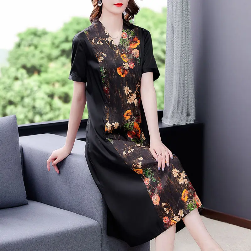 

Heavyweight Silk Dress Mulberry Silk High End Women's Wear Noble Mother 2021 New Summer Dress