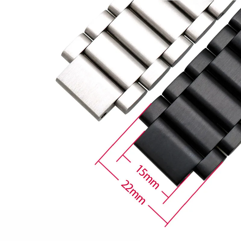 For Timex T2N721T2N720 TW2R55500 739 watch strap 22*15mm Stainless steel lug end watchband black silver men's bracelet