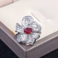 qtt fashion flower crystal engagement finger ring women aaa red zircon stone silver color ring 2022 wedding trend female jewelry