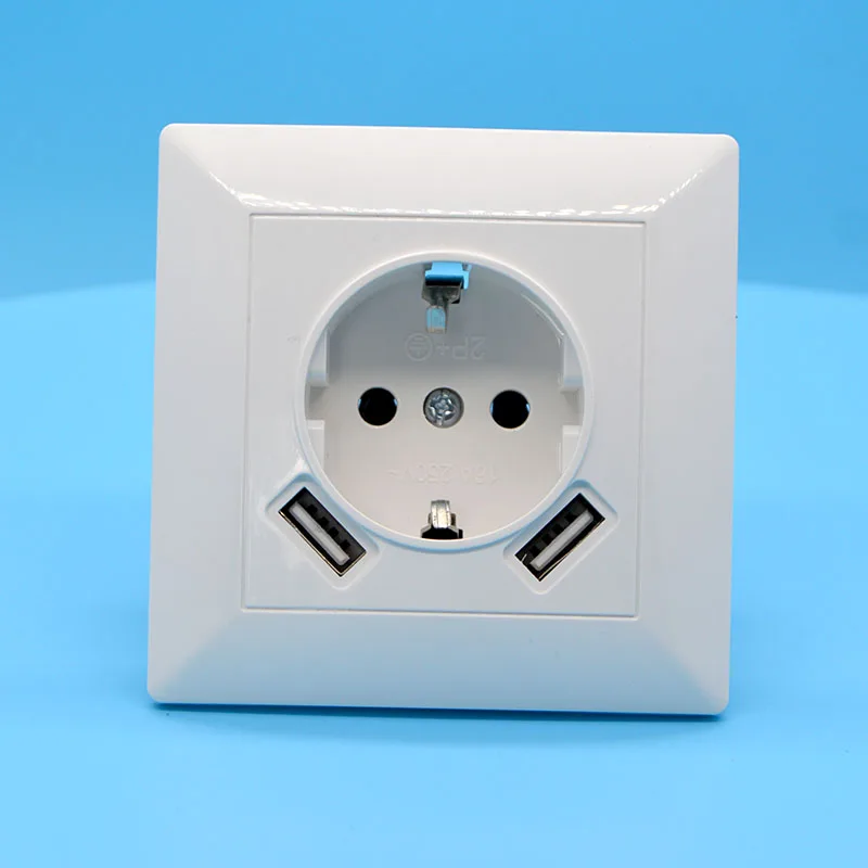 Новая настенная розетка 16 А 250 в немецкий стандарт Европейский двойной USB5V2A настенный Разъем Белый Специальный оптом