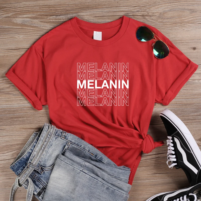 Red-White ONSEME Melanin футболка с капельками футболки для женщин черная волшебная футболка для девочек женская уличная Эстетическая футболка Топы Прямая - Цвет: Red-White