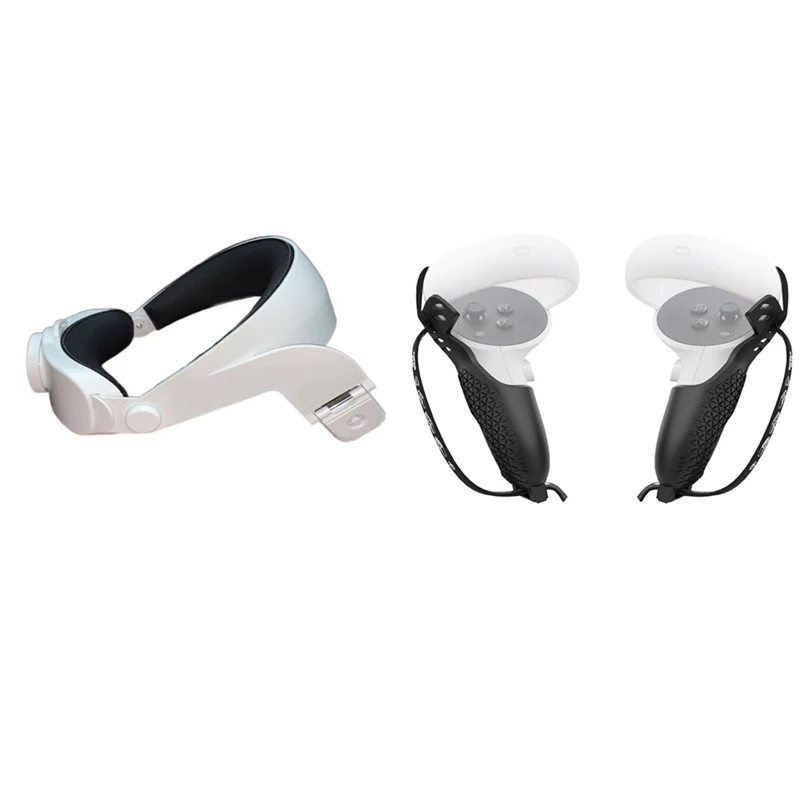 

For Oculus Quest 2 Head Strap Virtual Reality Supporting Force Adjustable Halo Strap & Contact Controller Grip Cover