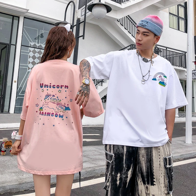 Лето 2020 3 м светоотражающая футболка с мультипликационным принтом для пары