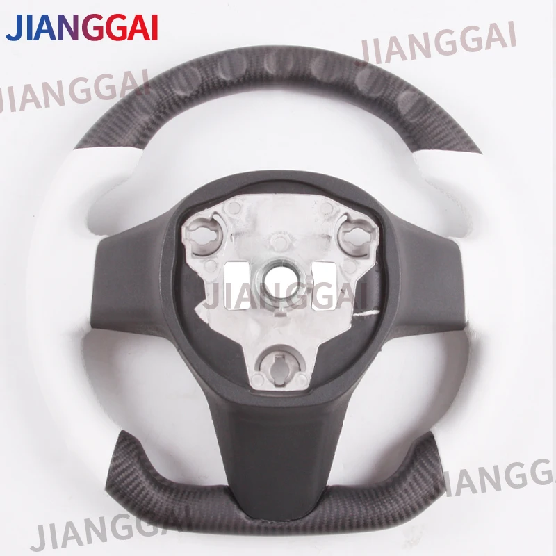 Подходит для рулевого колеса Tesla Model3 белый углеволоконный светодиодный гоночный