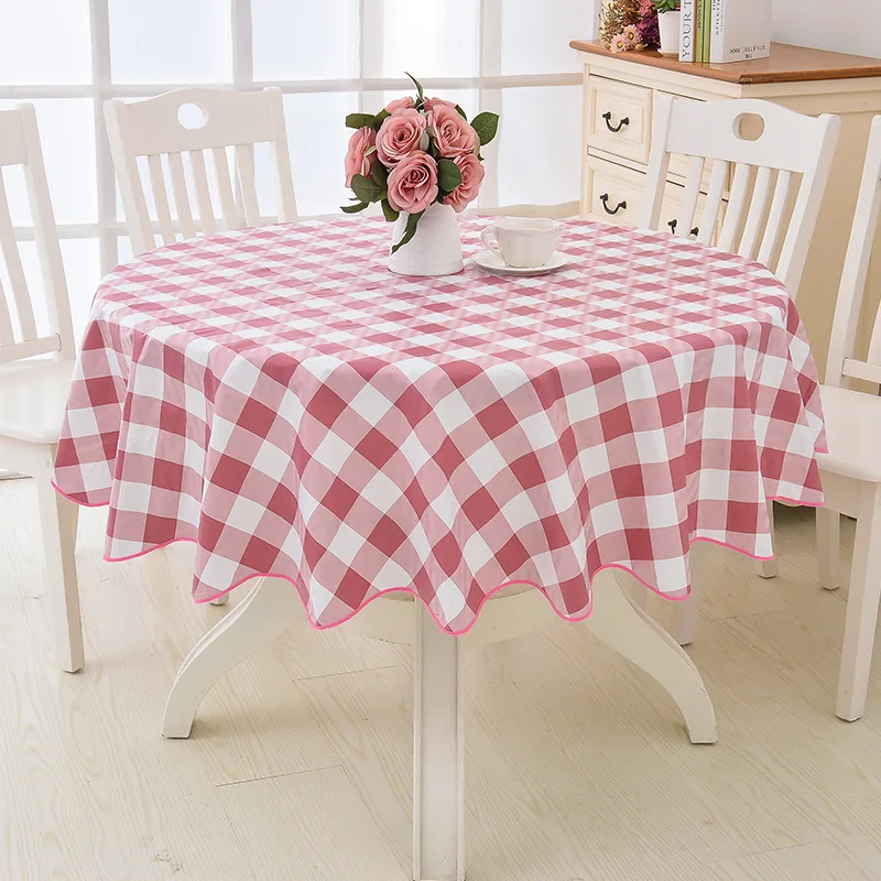 

1pc Floral Round Tablecloth Waterproof Pastoral Style PVC Plastic Kitchen Oil-proof Decoration Elegant Fabric Tablecloth