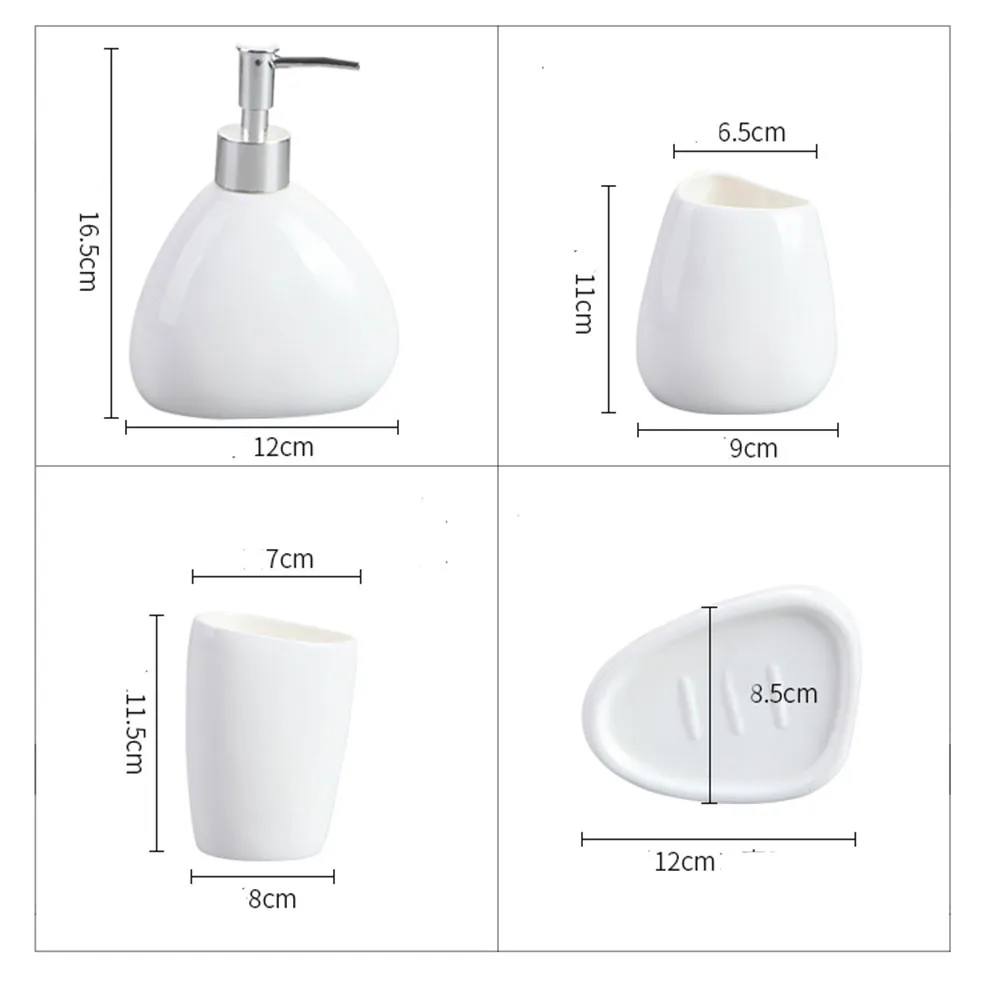 

Bathroom Wash Accessory White Ceramic Soap Dispenser Bottle Mouthwash Cup Soap Dish Toothbrush Cup Home Washing Part