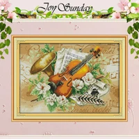 flowers and the violin painting counted cross stitch 11 14ct cross stitch sets wholesale cross stitch kits embroidery needlework
