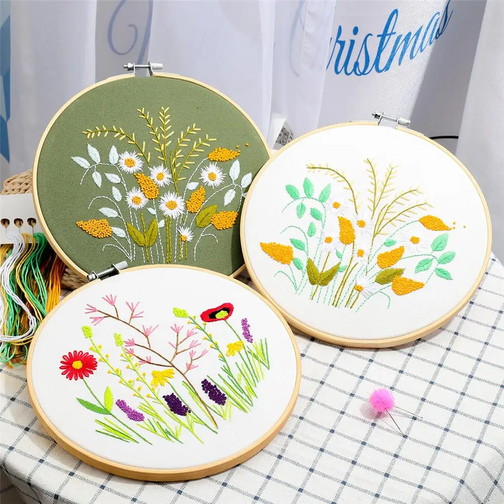 

Набор для вышивки начинающих, 3 шт., Набор для вышивки крестиком, стартовый набор с узором, рукоделие, штампованная ткань для вышивки, ободки, ...