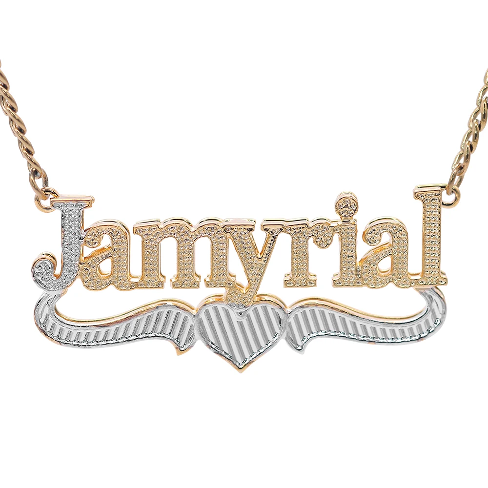 

Senfai 2021 Hip Hop Custom Name Women Necklace Personalized Double Plated Nameplate Initials Necklaces Best Gift