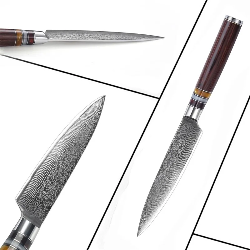 

Grandsharp 2 Pcs Kitchen Knife Sets Damascus Kitchen Knives vg10 Japanese Damascus Utility Chef Knife 67 Layers Carbon Steel