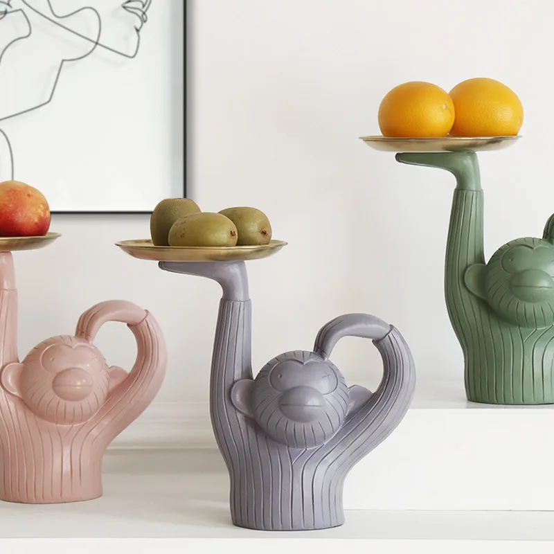 Скандинавский Morandi поднос для обезьяны из полимерной смолы с царапиной головкой
